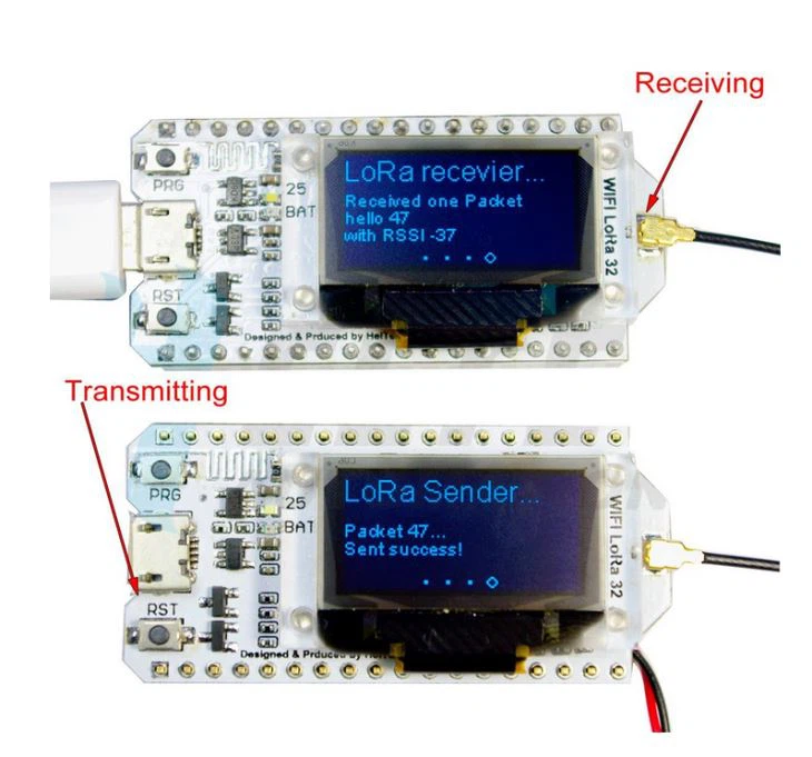 ESP32 Development Board WIFI Bluetooth LoRa Dual Core 240MHz CP2102 With 0.96inch OLED Display And 433/470MHz Antenna
